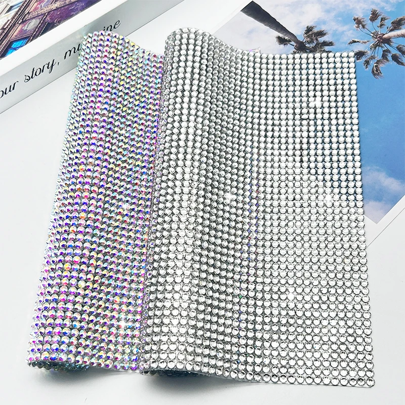 Hot-Fix Diamond Rhinestones Sticker Adhesive Crystal Glass for DIY License Plate Back Adhesive Mesh