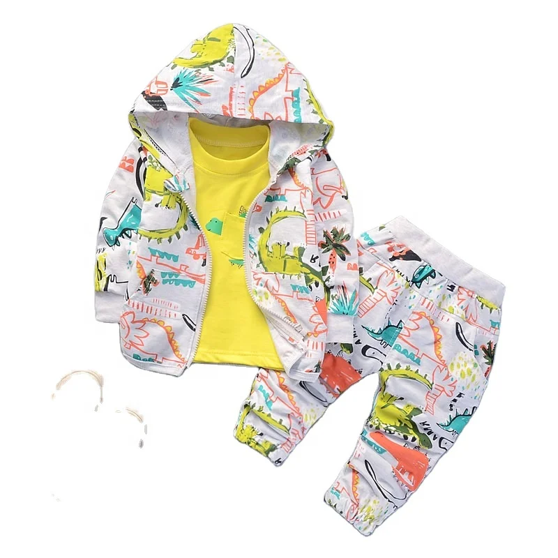 

2021 Kids clothing set boy long sleeve 3 pieces baby clothes jacket track suit for toddlers Baby Clothing Gift Set Full Month