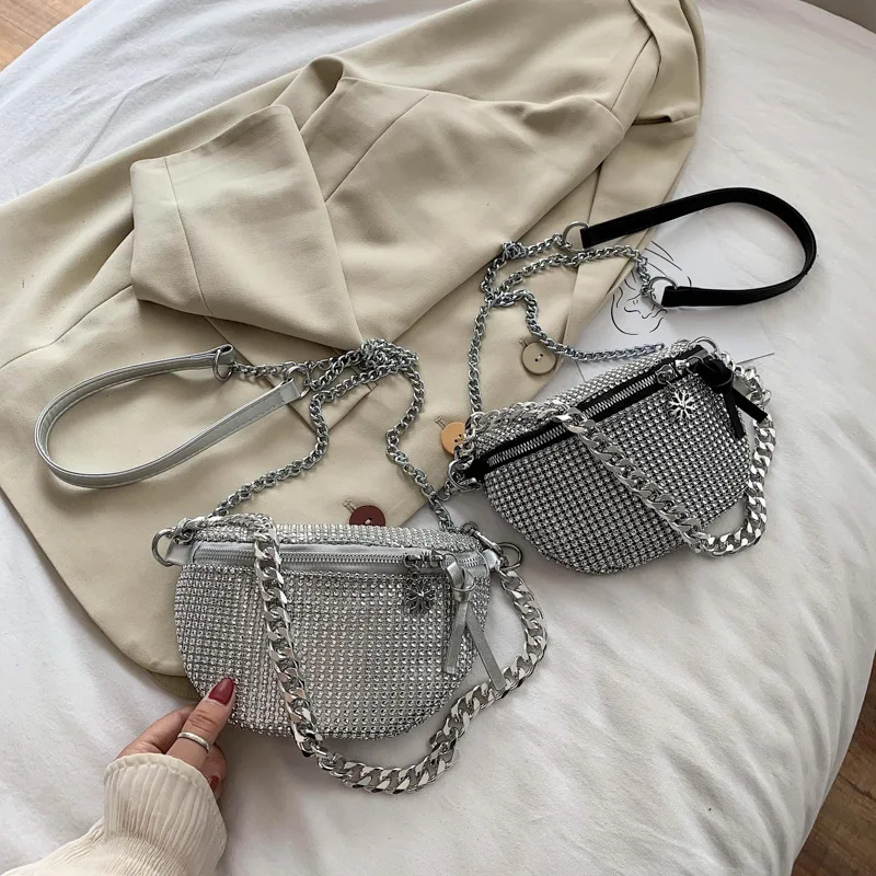 

Trendy Bling Rhinestone Crystal Shoulder Bag Full Diamonds Crystal Waist Bag Evening Party Women Fashion Fanny Pack