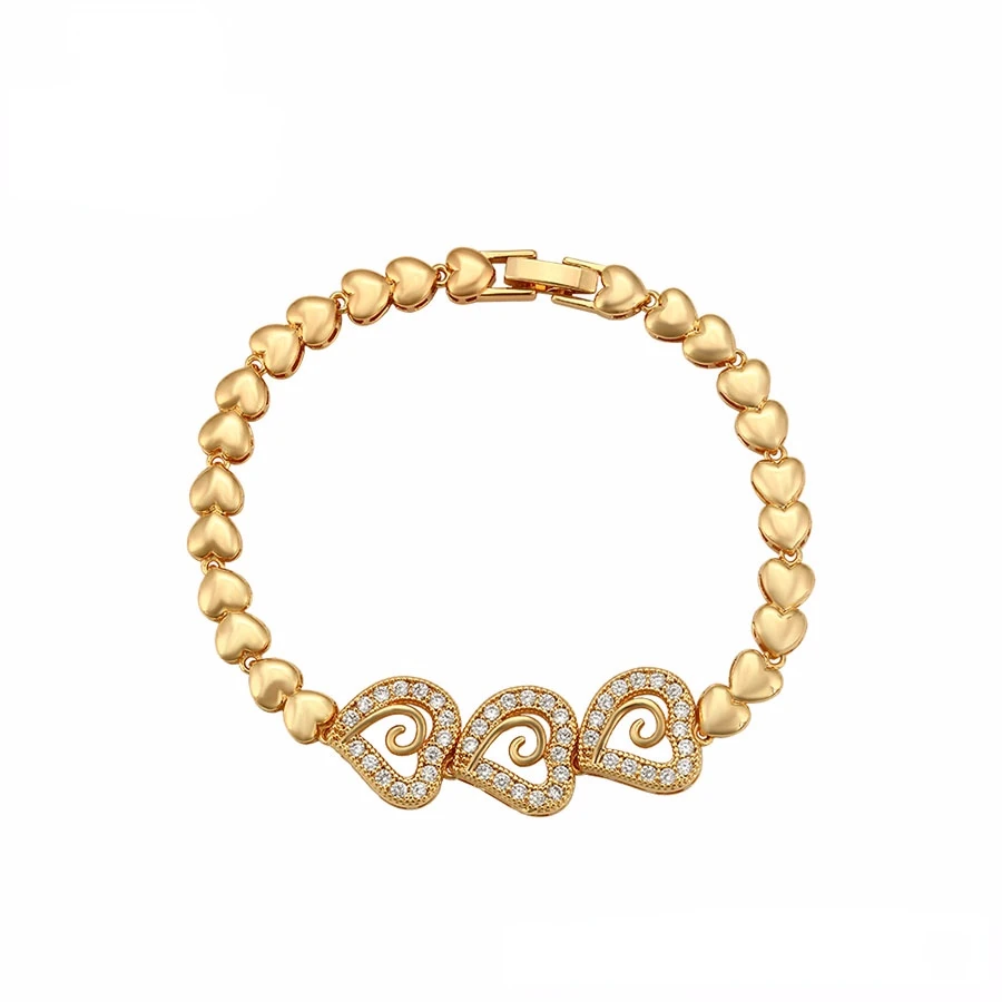 

bracelet-454 Xu ping jewelry Exquisite and stylish 18K gold heart-shaped chain bracelet studded with diamonds