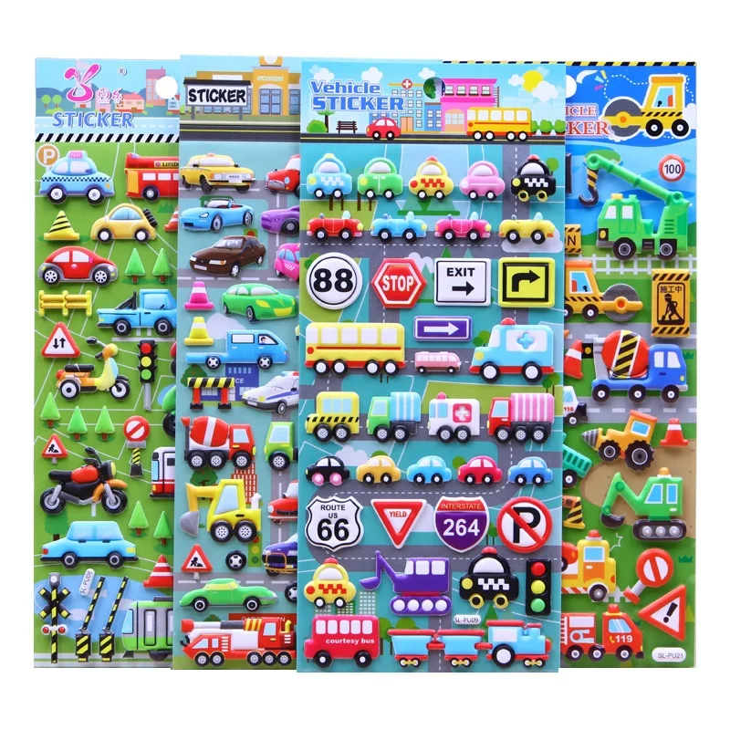 

School kids DIY decoration 3D foam cartoon cute cars traffic vehicle stickers