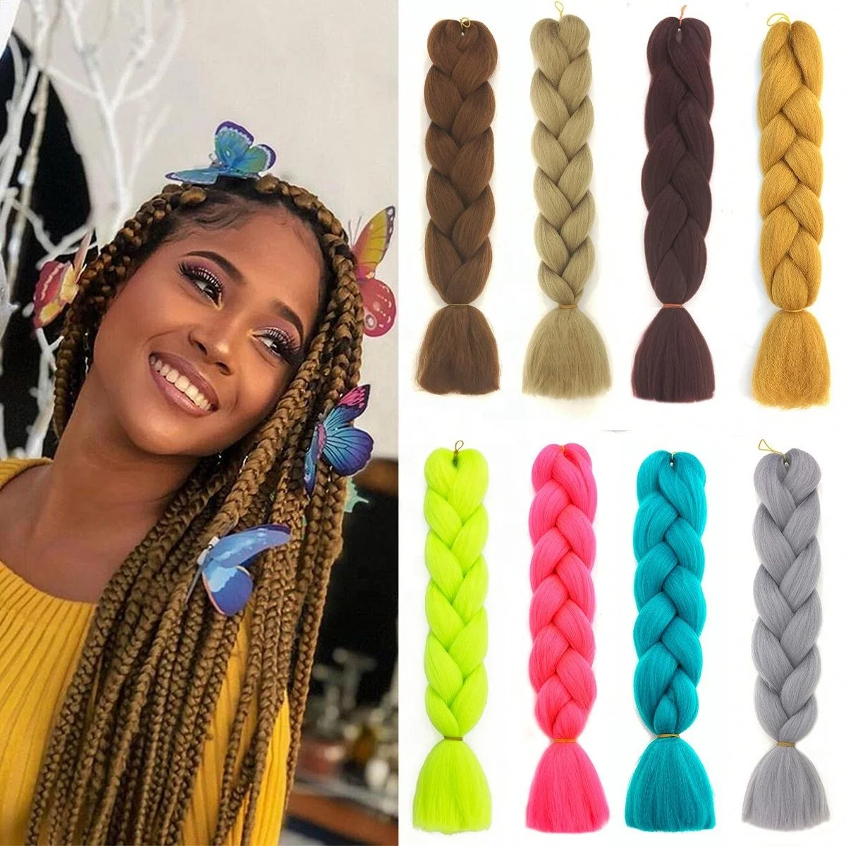

Popular Color Braided Braids Gradient Girls Design, Pic showed