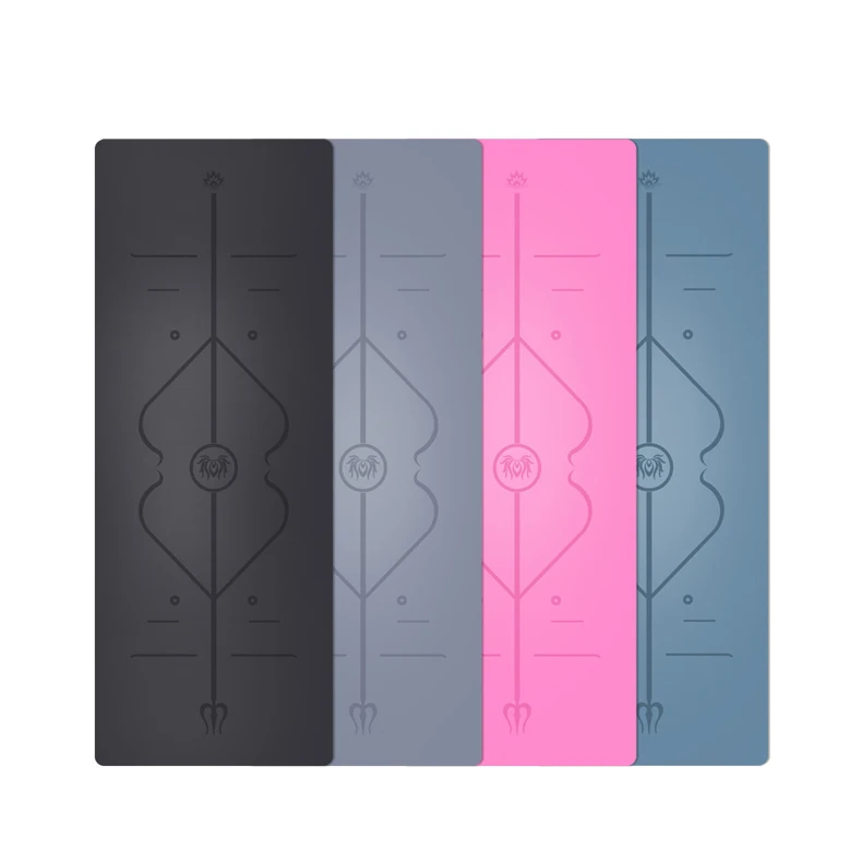 

Nonslip PU Natural Rubber Fitness Exercise Body Alignment System 5mm Thick widen Yoga Mat with Alignment Lines