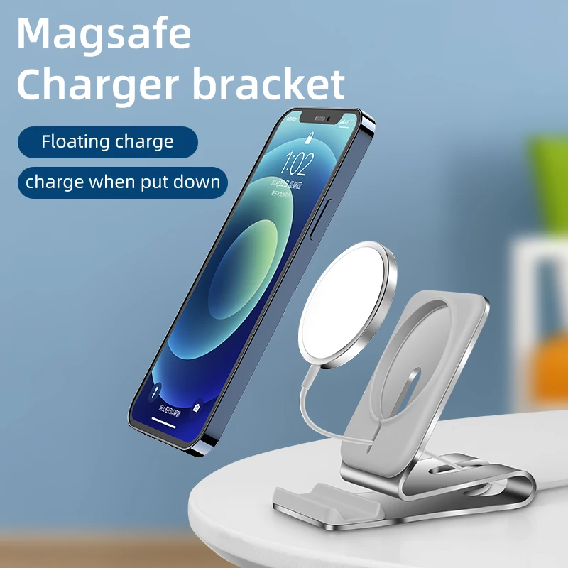 

2021 Phone Accessories New Aluminum wireless charger for iphone 12 Mobile Phone Stand