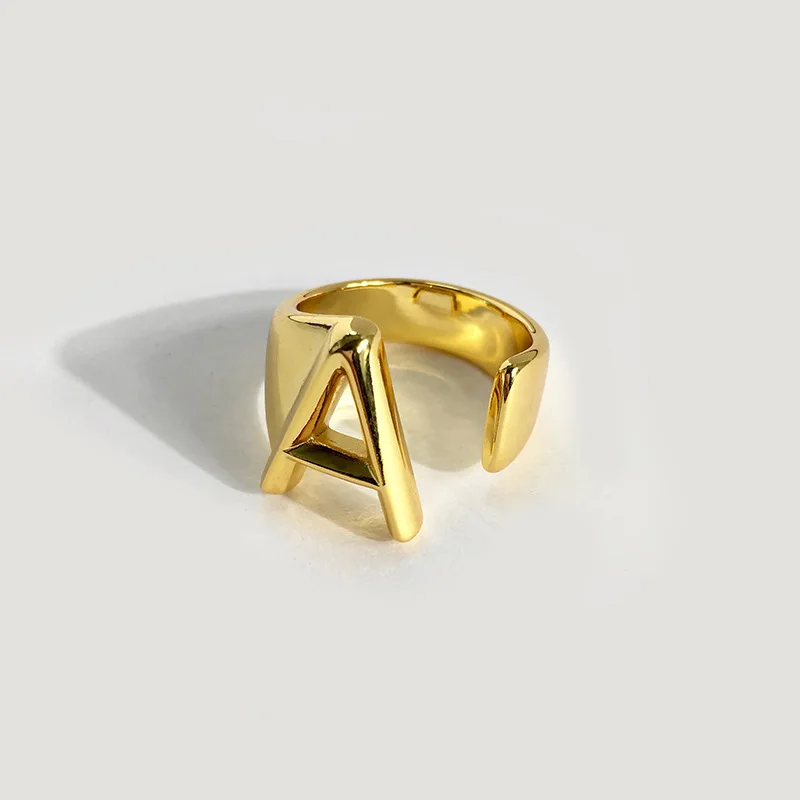 Alphabet A Z Letter Ring 18k Gold Chunky Name Irregular Gold Ring