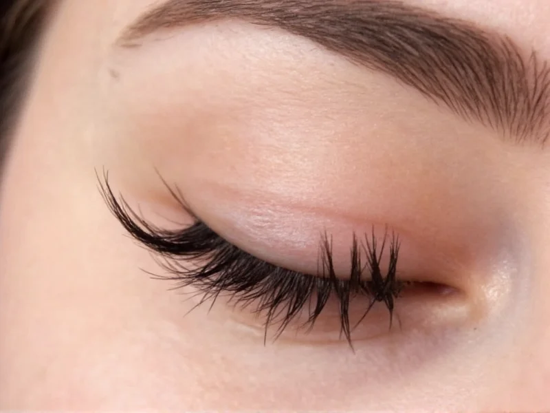 Close-up of individual synthetic lash application technique