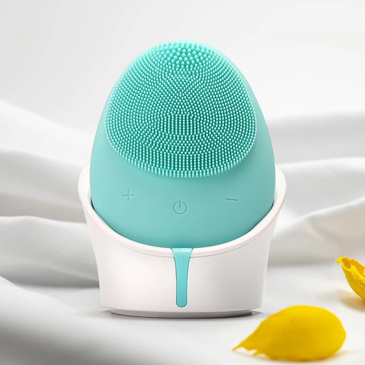 

Skincare mini electric facial multifunction silicone green cleansing brush