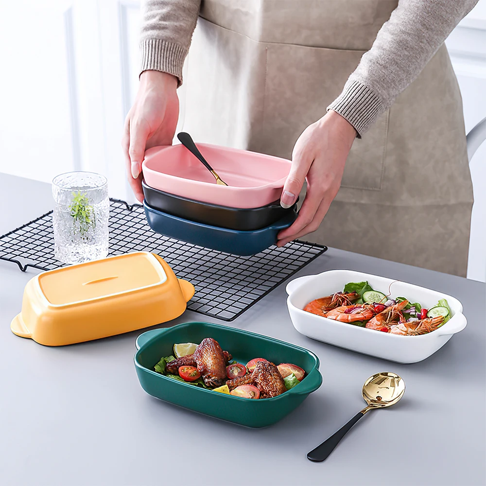 

Ready to Ship non stick baking pan baking dish ceramic bakeware set, Multicolor
