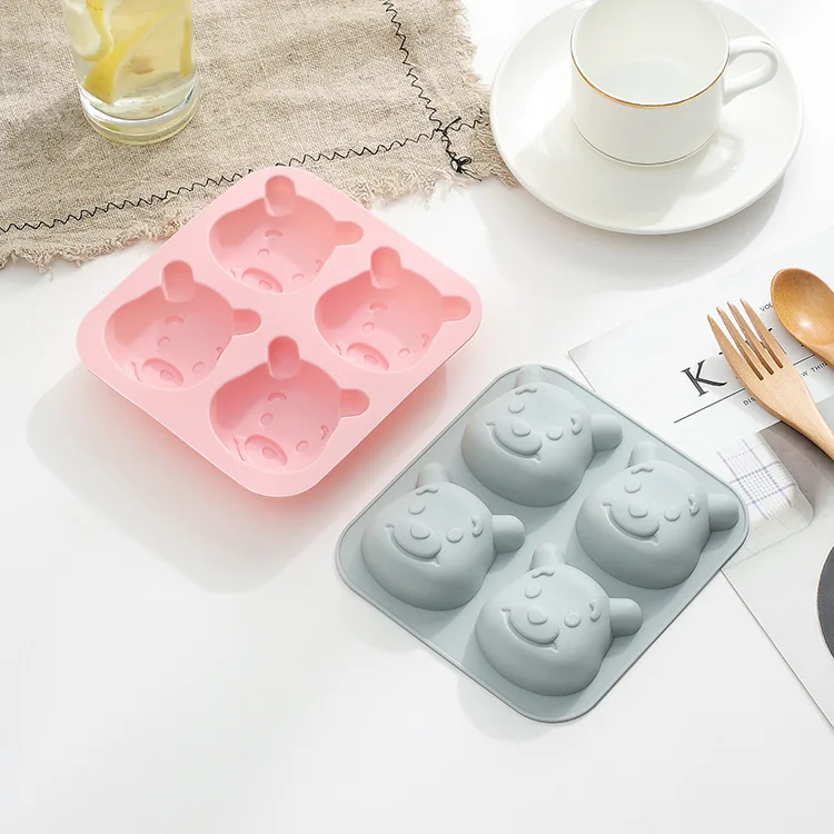 

Silicone cake mold 4 with bear chocolate mold and pudding mold, bake, steamer and oven available, 2 colors