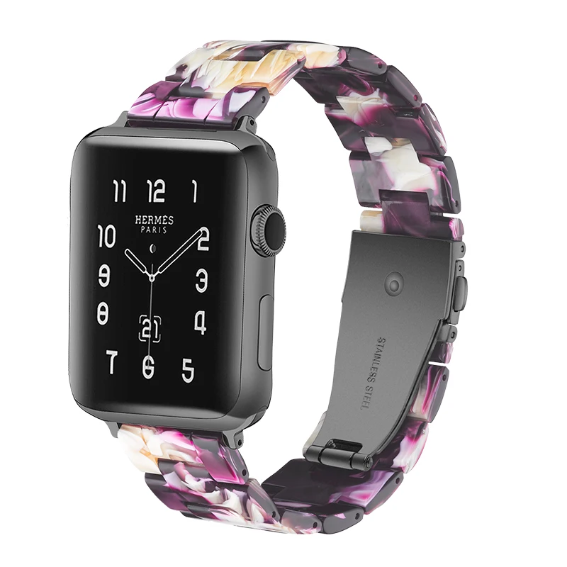 

Yapears for Applicable to the apple watch band 1234 resin watch band fashion multiple colors new watch strap38mm purprle flower