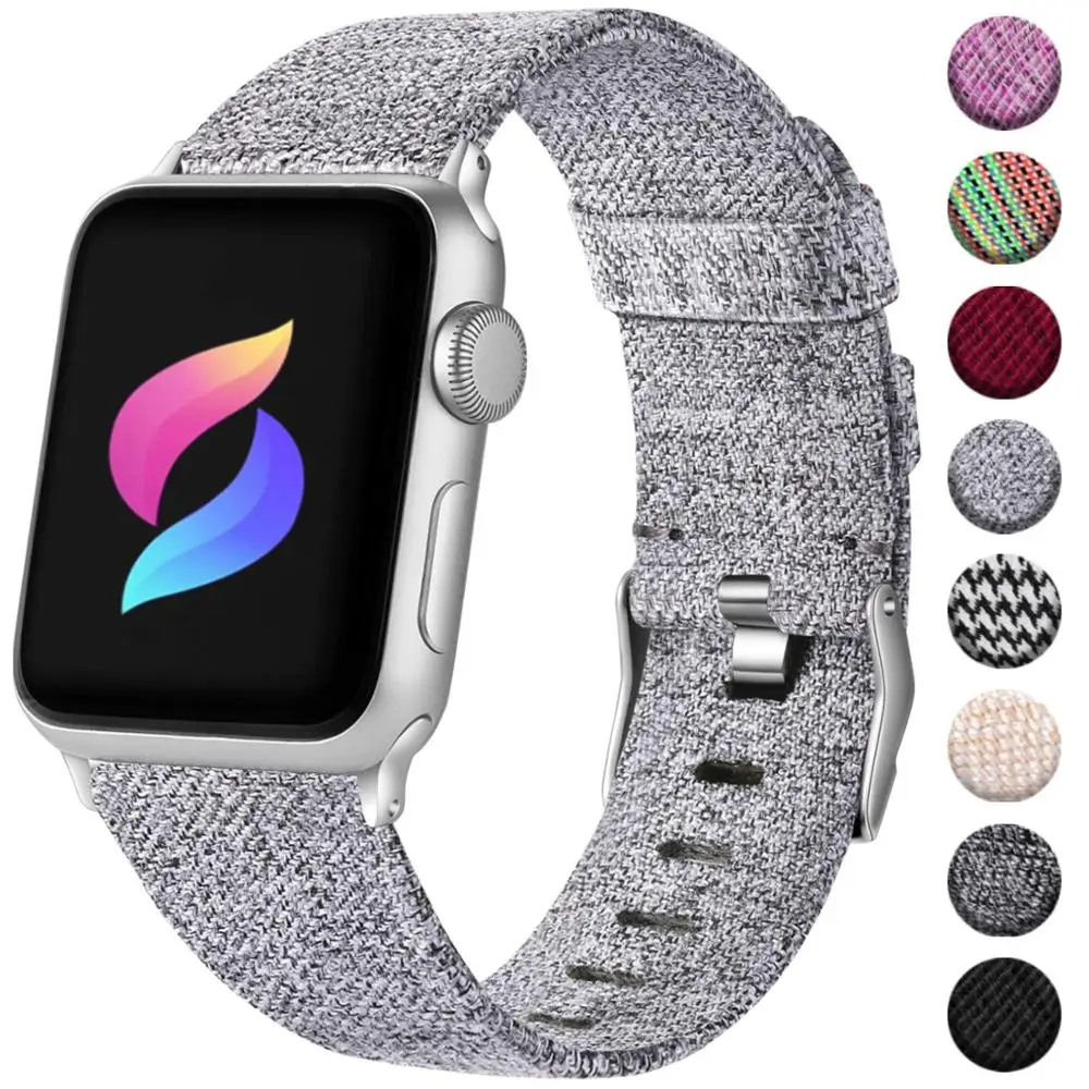 

40mm 44mm Soft Nylon Apple Strap Woven Fabric Canvas Apple Watch Strap Replacement