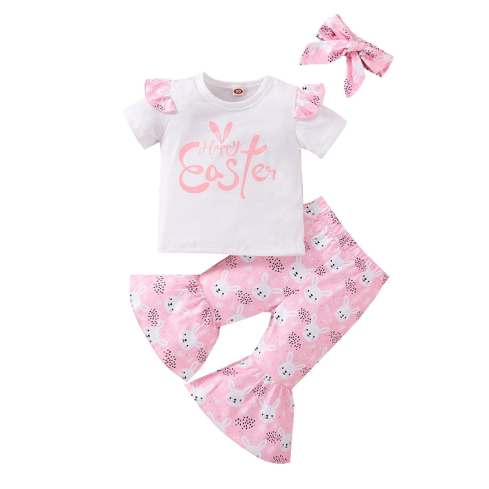 

Fashion Hot Girl Clothing Sets Puff Sleeve Shirt print Pant 2PCS Baby Girls Outfits, More colors