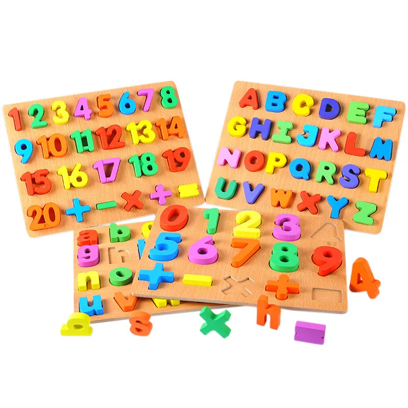 Wooden Chunky Alphabet Puzzle Board Preschoolers Chunky ABC Blocks for Kids 3+ 