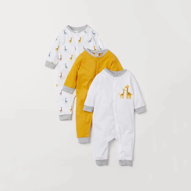 

3 pcs/lot printed infant baby jumpsuits newborn baby cotton romper set