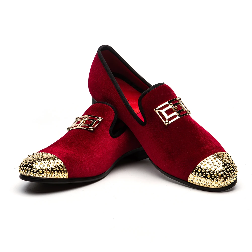 

Men Party Wedding Velvet Shoes Fashion Quality Tiger Gold metal Men Dress Shoes