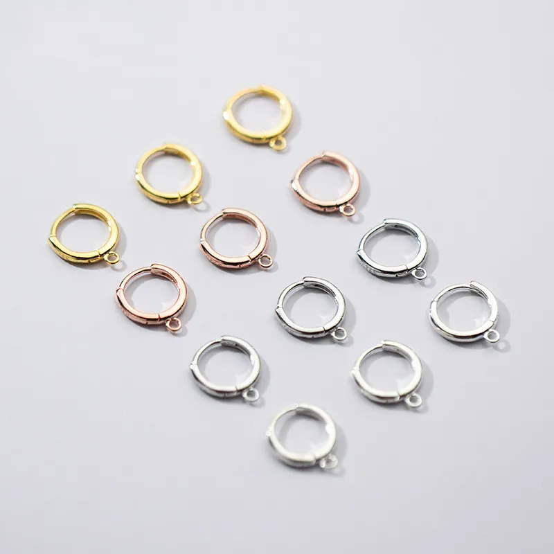 Custom 925 Sterling Silver Hoop Huggie Earrings Findings DIY Ear Clip Accessories Component