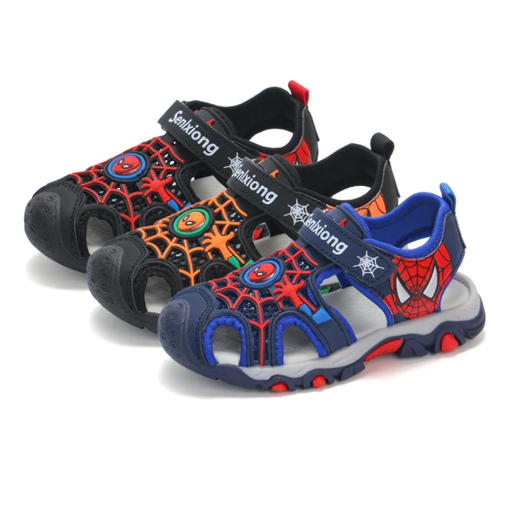 

2021 summer wholesale Flats non-slip outdoor beach children's sandal Closed toe cute cartoon boys Kids Sandals, Black/blue