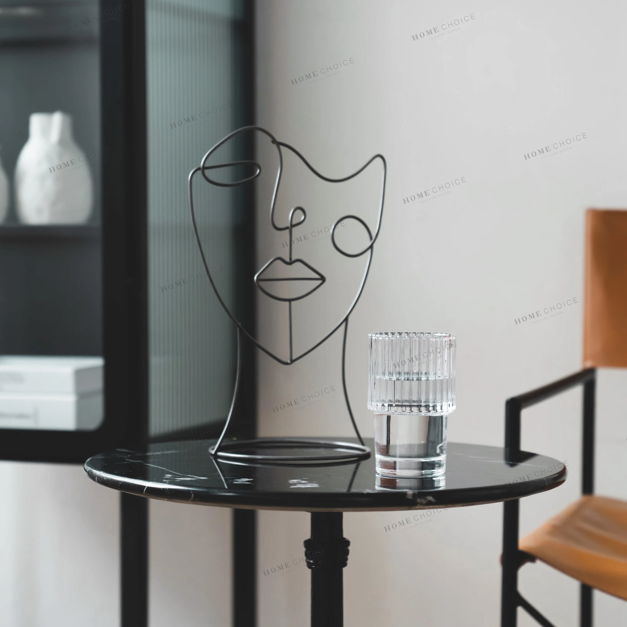 2020 New nordic interior black metal iron table deco face flower leaf minimalist deco craft for home
