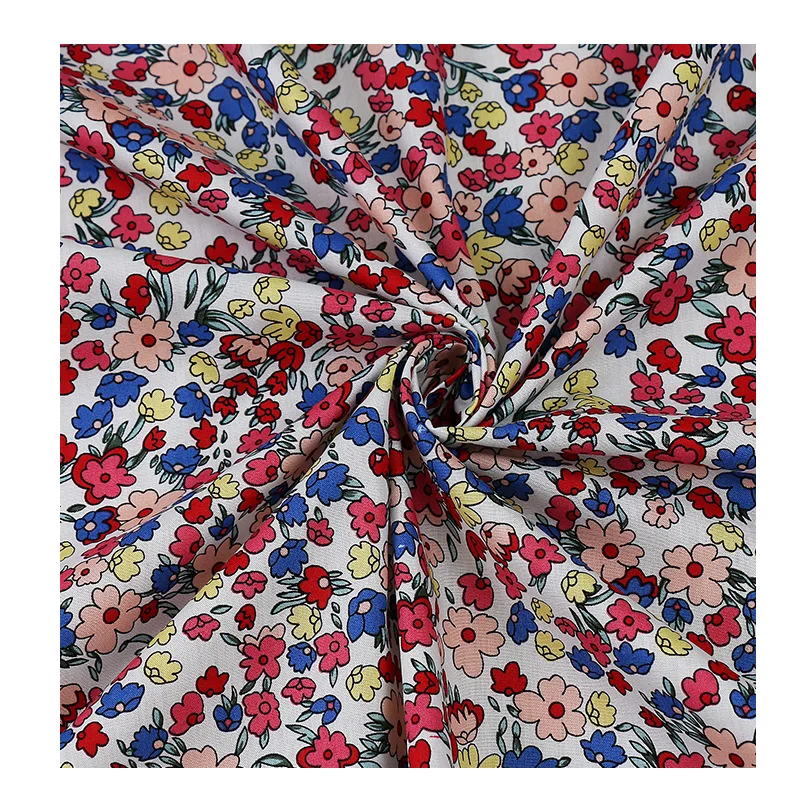 

100%Cotton Multicolor Small Flower Pattern Digital Printed Fabric Woven Poplin Muslin Fabric for Shirt Uniform Garment