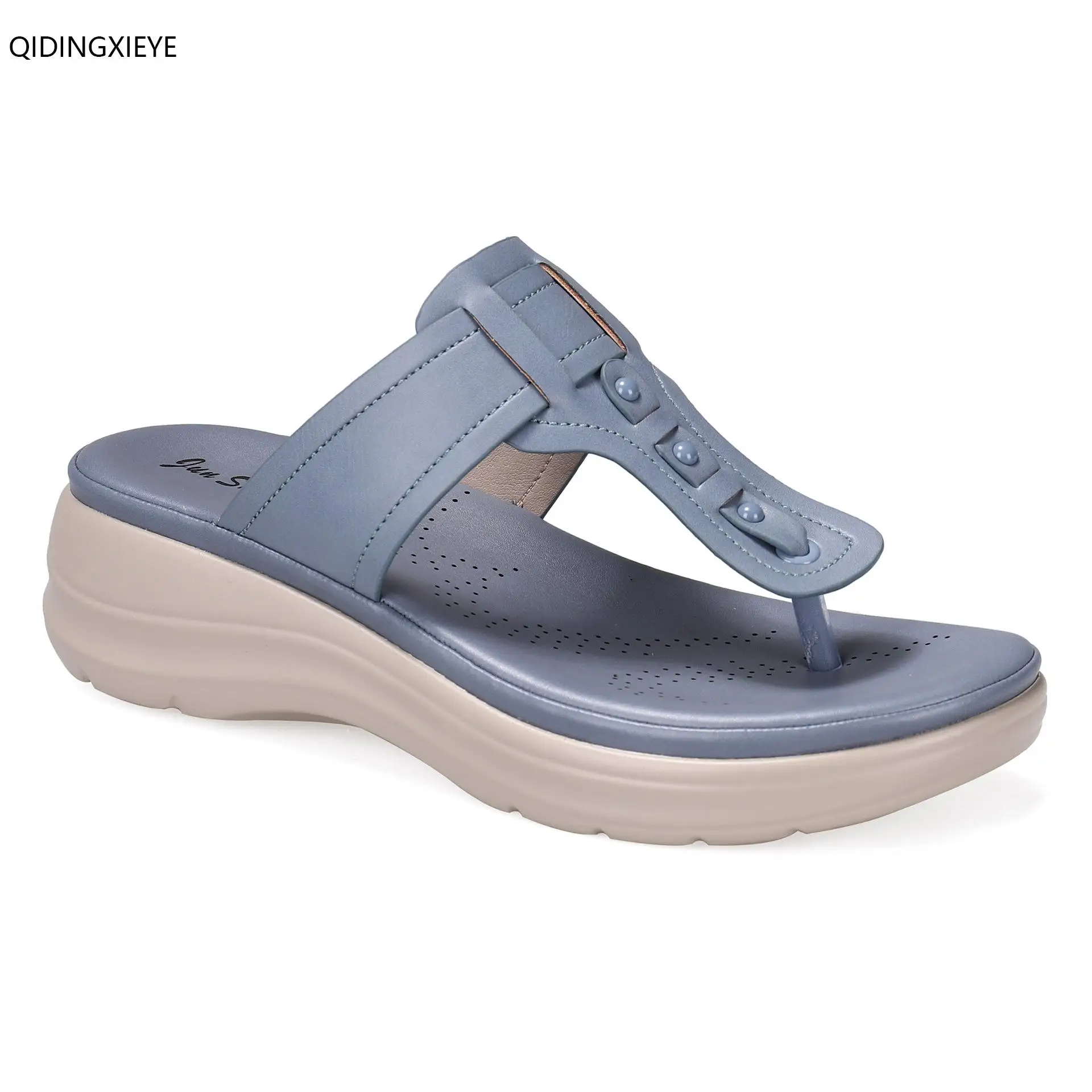 

2021 summer new women's sandals fashion comfortable casual shoes PU thick bottom beach slippers ladies flip flops