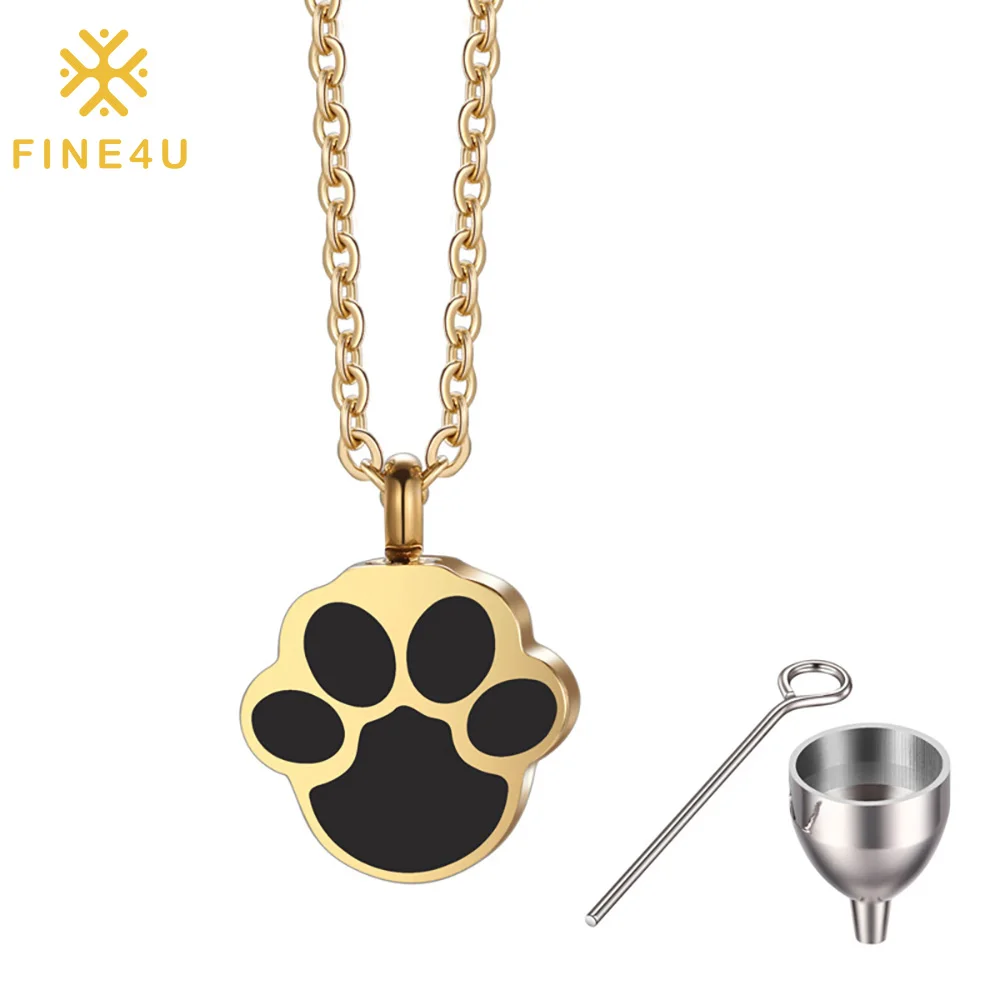 

Cremation Jewelry Wholesale Stainless Steel Paw Pet Puppy Ashes Dog Memorial Pet Print Necklace