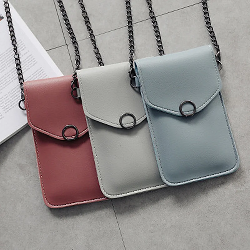 

2020 Women Mni Crossbody Bag Touch Screen PU Leather Case Girls Bag Fundas For iPhone 12 11 Pro Max Trendy Crossbody Pruses