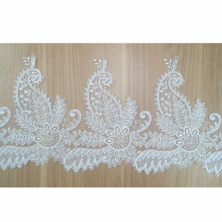 

Zhuo si low price sequin manufacturer white bridal lace trim for dress, As picture or customized