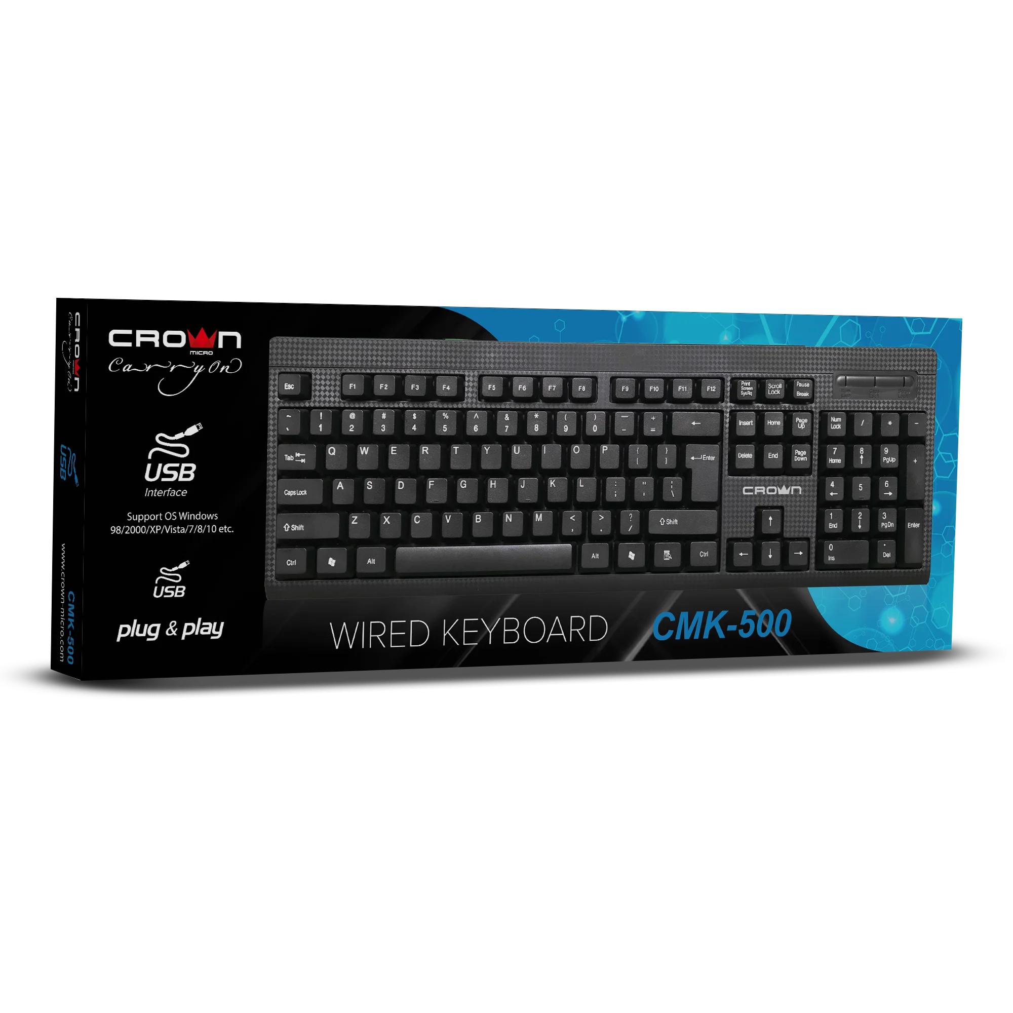 

Crown cute electric spanish keyboards office use wired keyboard CMK-500, Black