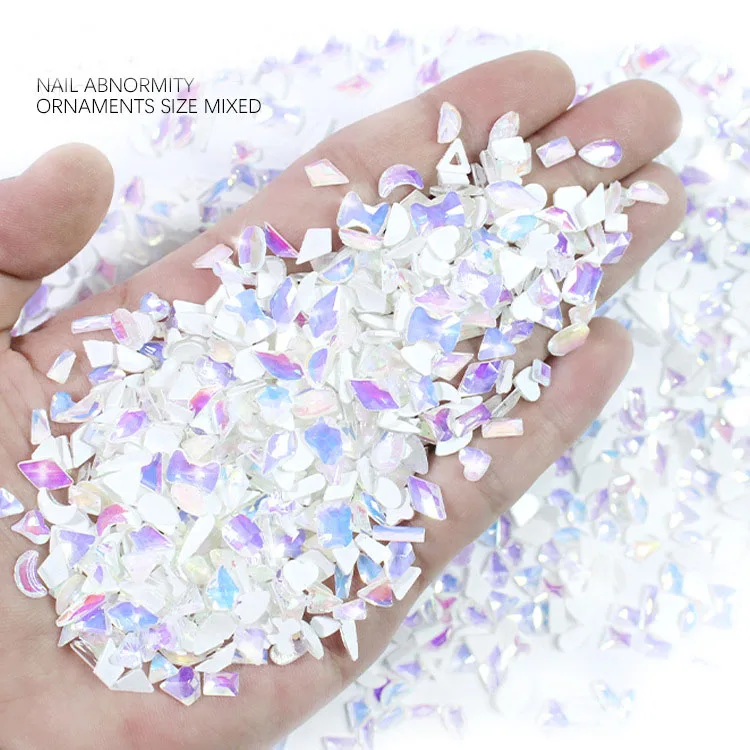 

Crystal Shimmer Mocca Bottom Flat Back Glass Shaped Nail Rhinestones for Manicure Supplies DIY Diamond 100pcs/bag