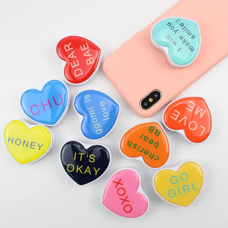 

Hot Sale Popular Epoxy Heart-shaped Holder Girp Phone Stand Stretchable