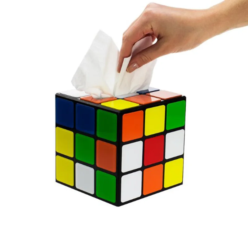 

decorative square magic cube acrylic tissue box with magnetic lock, Colorful