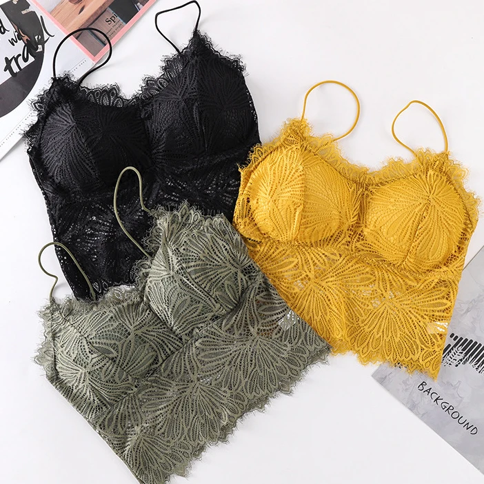 

Japanese-style Best Selling Sling Tube Top Bra Removable Pads Crop Cami Bra Lace Hem No-rims Sweet Girl Tube Top Bra