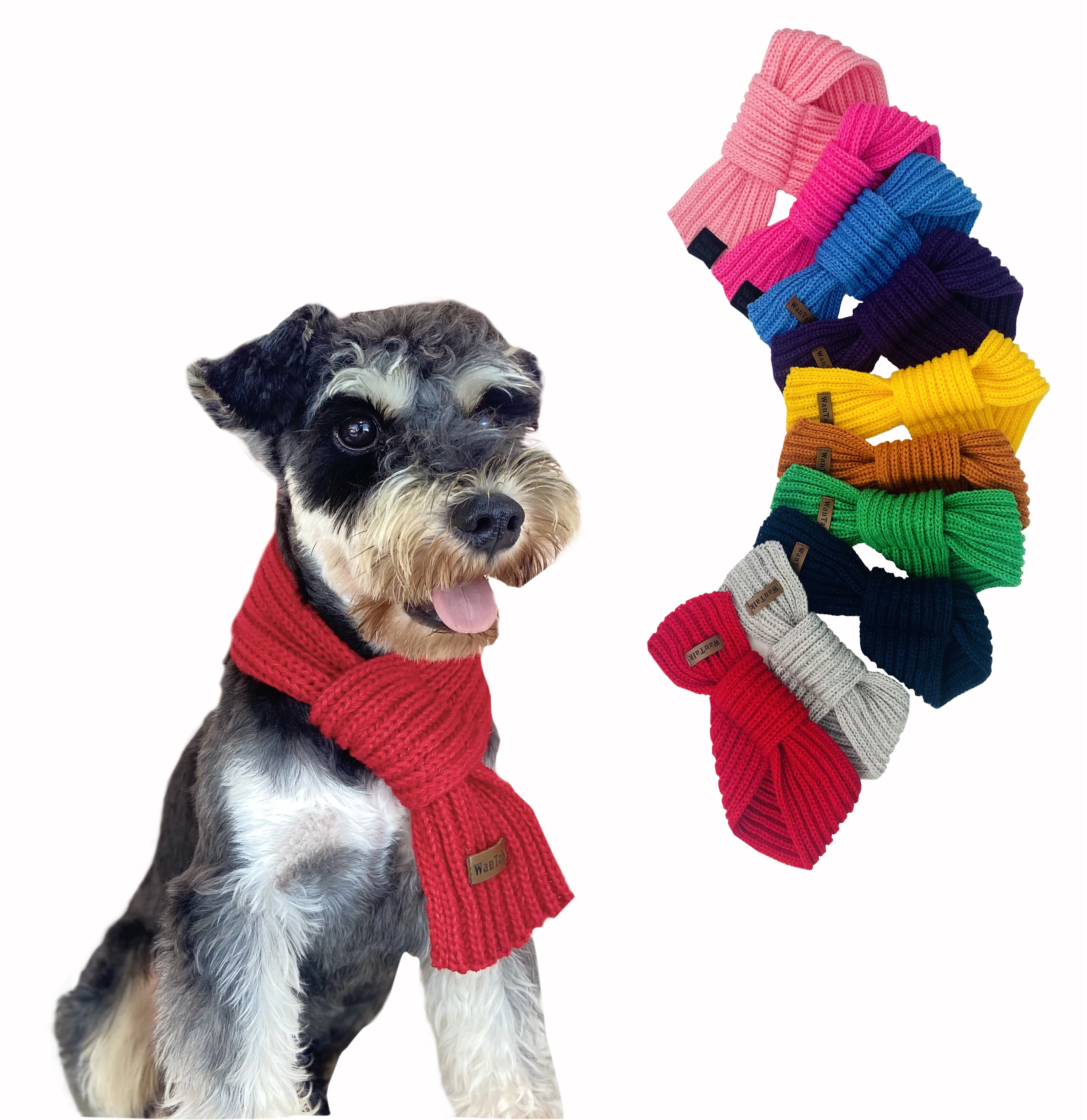 

Wholesale fashion hot selling style custom pet scarf puppy cat cat christmas pet warm knitted pet dog scarf