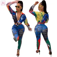 

Y4039 lowest price printed long sleeve top and pants Pants Women 2 Piece Set Clothing