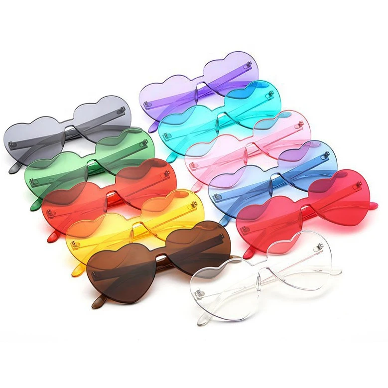 

Twooo 001 Fashion Cheap Colorful Rimless love&roses Sun Glasses Heart Sunglasses