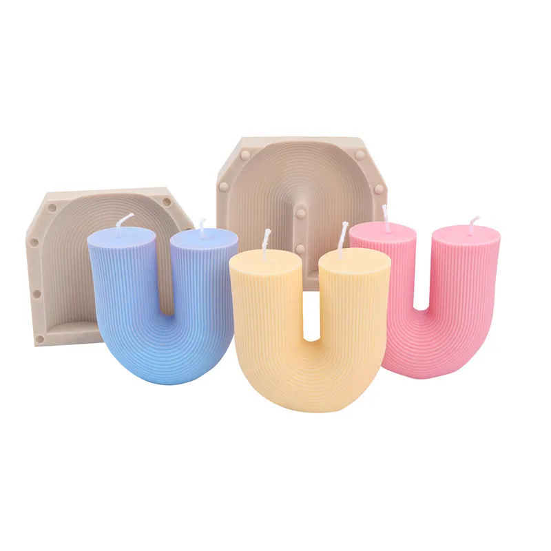 

Geometric U-Shaped Candle Mold Aesthetic Ribbed U Shape Silicone Mold