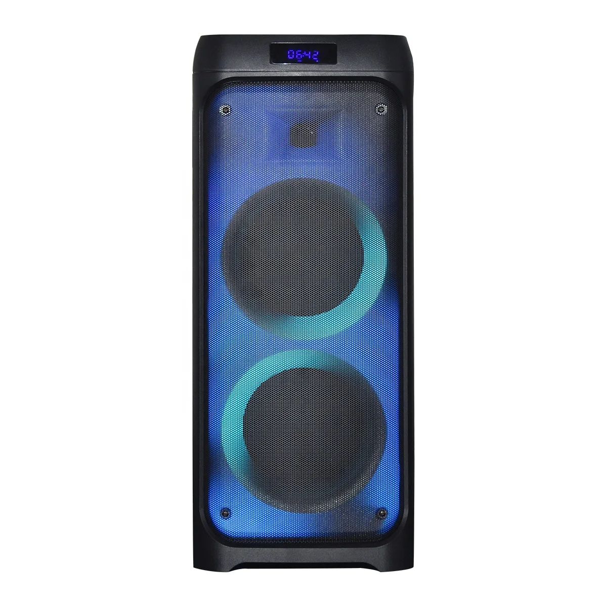 

double 6.5 inch flame flash light portable blue tooth speaker with amplifer for karaoke, Black