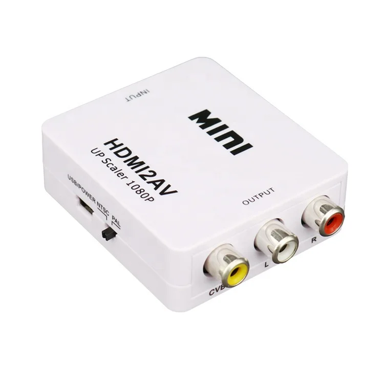 

HDMI to AV 1080P converter HDMI to 3RCA CVBS AV composite video adapter supports PAL/NTSC, White