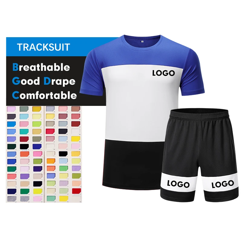 

Fashion Design Custom Logo Summer Sweatsuit Short Sleeve Tshirt Short Pants Set For Men