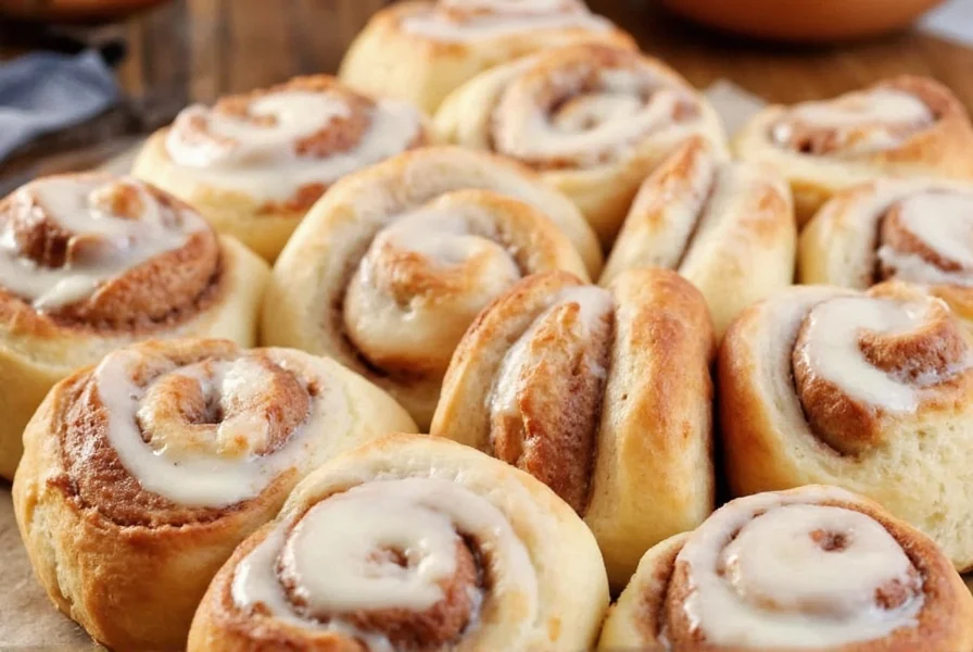 Step-by-step easy cinnamon rolls preparation showing dough rolling and filling application
