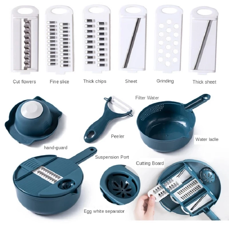 

Multifunctional Vegetable Cutter Potato Shredder Kitchen Manual Grater Washing Vegetable Basket Slicer