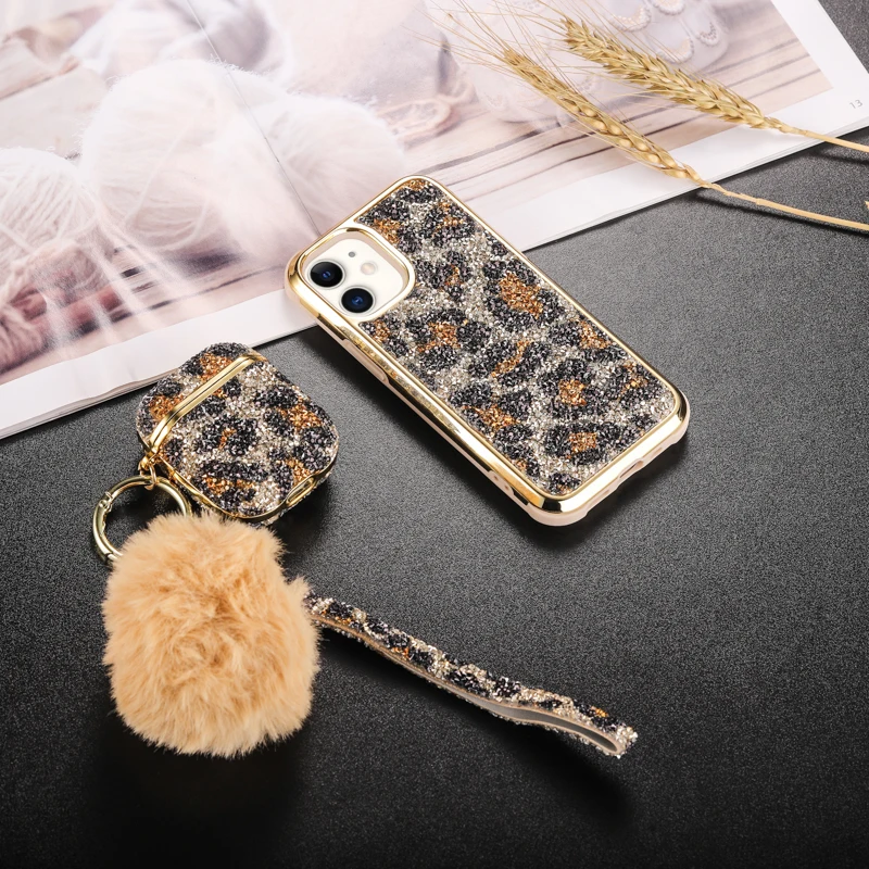 

3D Girly Flashy Pink Silicone Earpod Case For Airpod Case Match Set Girls Designer Phone Case for iPhone 12 11