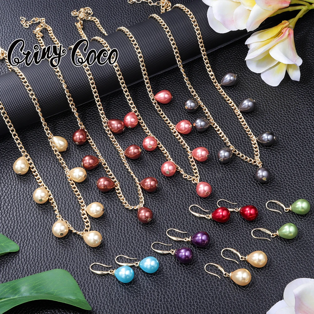 

Cring CoCo New Simple 7 Pearl Pendant Earrings Set V Letter Polynesian Jewelry Wholesale Hawaiian Pearl Necklace Set, Picture shows
