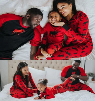 

2021 Ready To Ship Mommy And Me 2 Piece Lounge Baby Sleep Wear Christmas Pajama Set Navidad Familia, Picture shows
