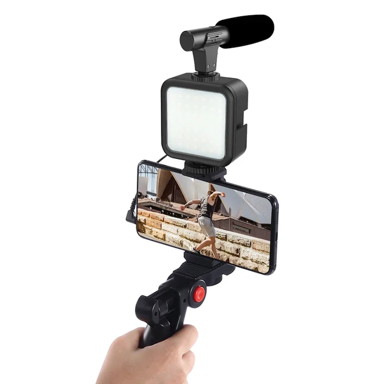 

KIT-01LM Video creators Professional Smartphone Video Kit Microphone LED Light with Tripod Holder