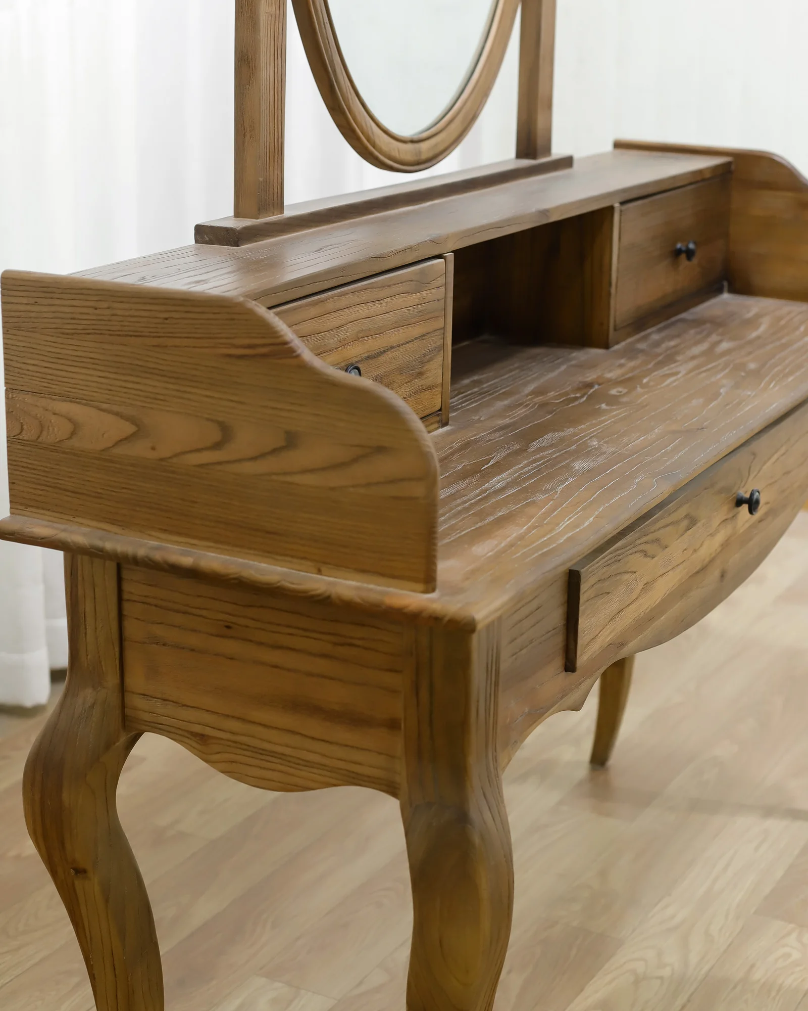 
European Style Bedroom furniture Antique Makeup Vanity Dresser Desk with mirror and stool 