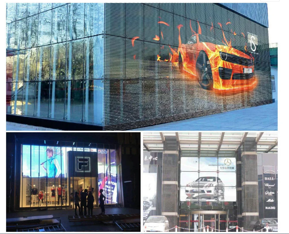 商场广告室内窗口墙透明 led 广告显示屏