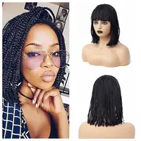 

cheap Short Bob Synthetic Lace Front Wig Box Braided Twist Braid Wig for Black Women
