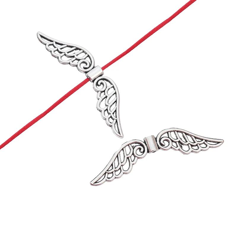 

Antique Silver Angel Wing Spacer Beads Charms for DIY Necklace Jewelry Making Findings