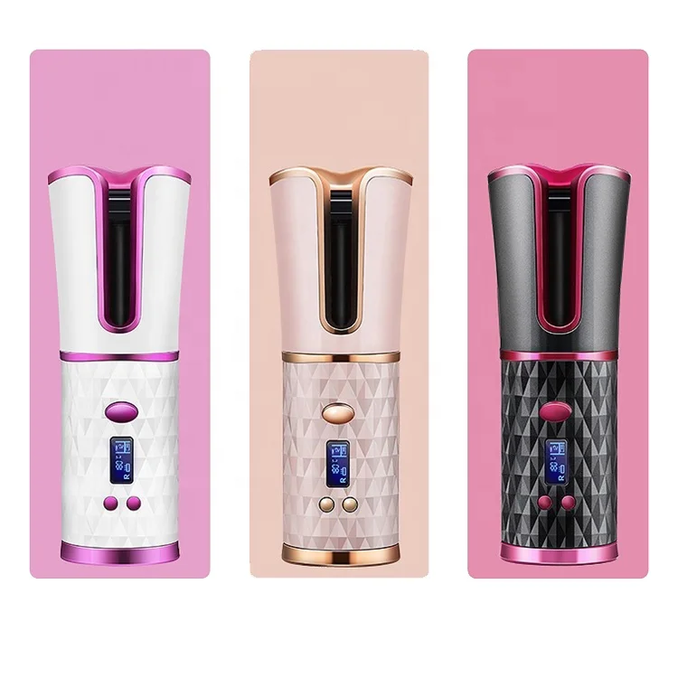 

Waves Cordless Auto Curler Tools Happy Hair Styling Auto Curler Curling Iron Wand For Curls or Waves, White, black, pink